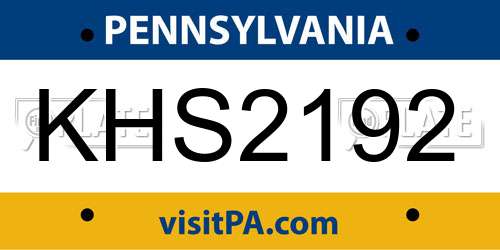 KHS2192 Pennsylvania License Plate