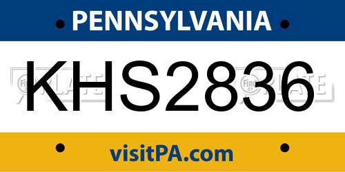 KHS2836 Pennsylvania License Plate