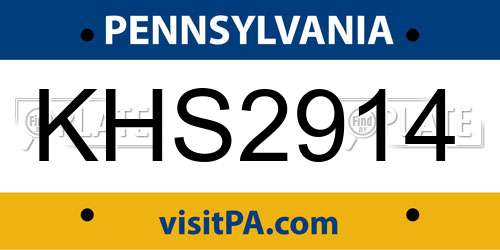 KHS2914 Pennsylvania License Plate