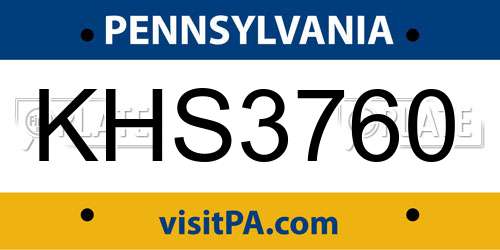 KHS3760 Pennsylvania License Plate