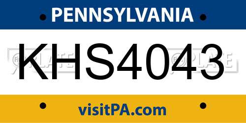 KHS4043 Pennsylvania License Plate