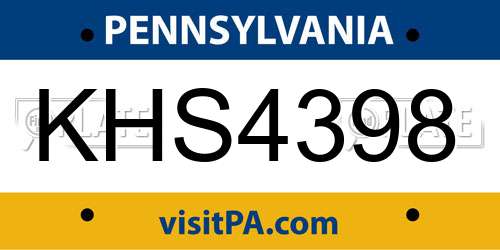 KHS4398 Pennsylvania License Plate