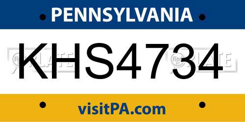KHS4734 Pennsylvania License Plate