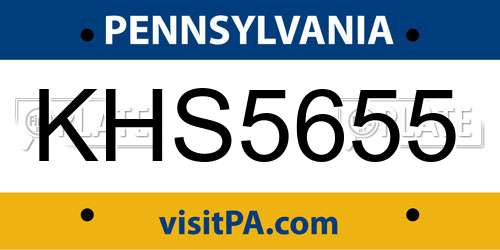 KHS5655 Pennsylvania License Plate