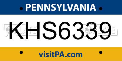 KHS6339 Pennsylvania License Plate