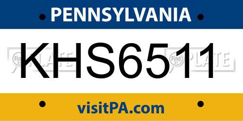KHS6511 Pennsylvania License Plate