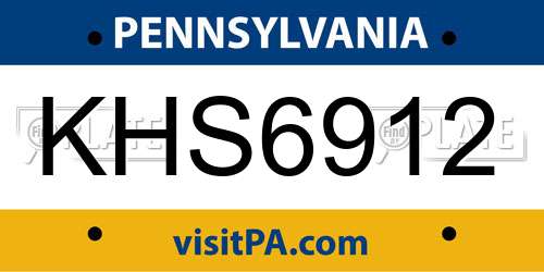KHS6912 Pennsylvania License Plate