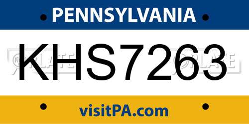 KHS7263 Pennsylvania License Plate