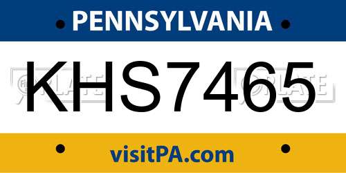 KHS7465 Pennsylvania License Plate