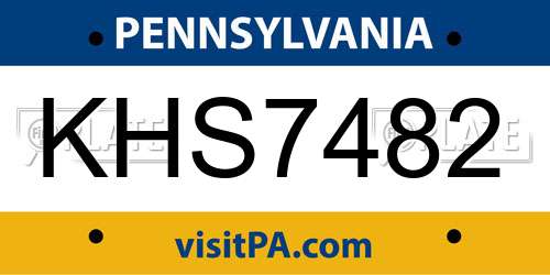 KHS7482 Pennsylvania License Plate