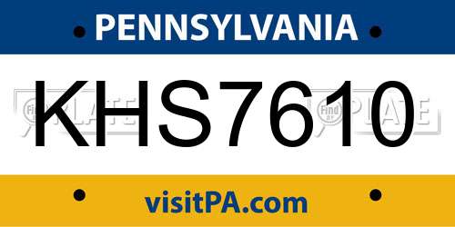 KHS7610 Pennsylvania License Plate