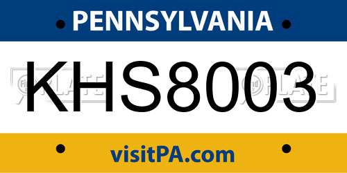 KHS8003 Pennsylvania License Plate