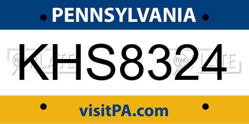 KHS8324 Pennsylvania License Plate