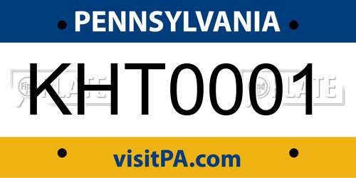 KHT0001 Pennsylvania License Plate