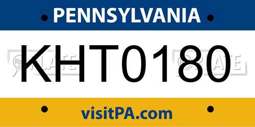 KHT0180 Pennsylvania License Plate
