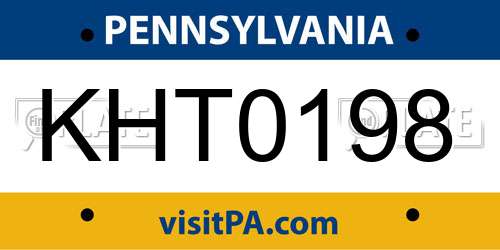 KHT0198 Pennsylvania License Plate