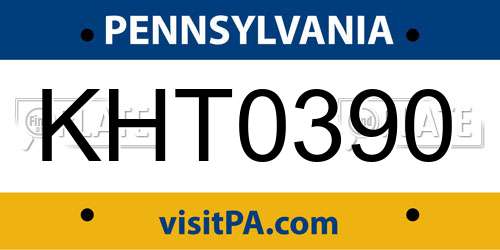 KHT0390 Pennsylvania License Plate