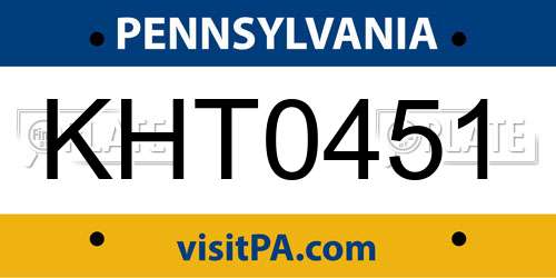 KHT0451 Pennsylvania License Plate