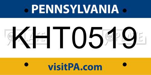 KHT0519 Pennsylvania License Plate