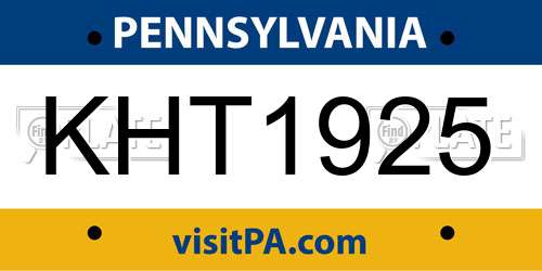 KHT1925 Pennsylvania License Plate