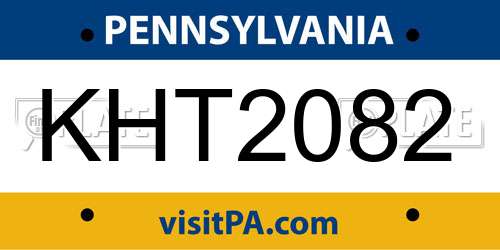 KHT2082 Pennsylvania License Plate