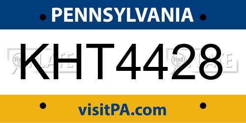 KHT4428 Pennsylvania License Plate