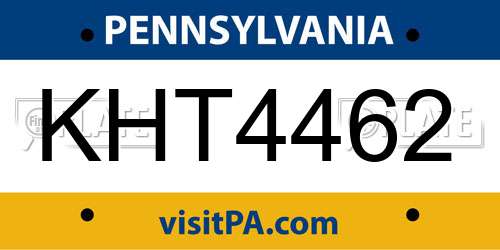KHT4462 Pennsylvania License Plate