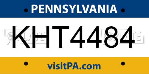 KHT4484 Pennsylvania License Plate