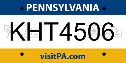 KHT4506 Pennsylvania License Plate