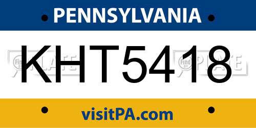 KHT5418 Pennsylvania License Plate