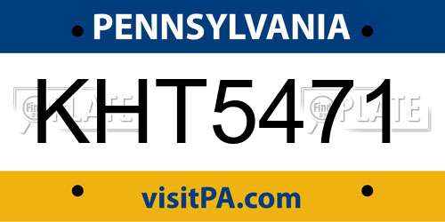 KHT5471 Pennsylvania License Plate