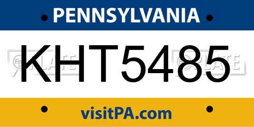KHT5485 Pennsylvania License Plate