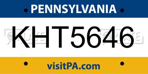 KHT5646 Pennsylvania License Plate