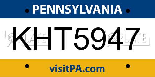 KHT5947 Pennsylvania License Plate