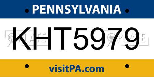 KHT5979 Pennsylvania License Plate