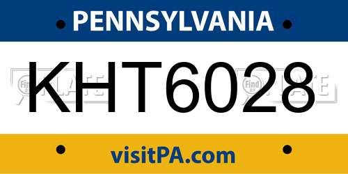 KHT6028 Pennsylvania License Plate
