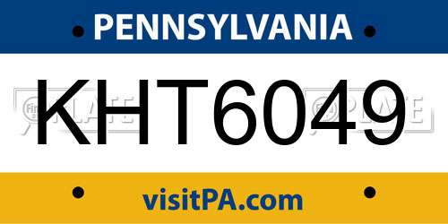 KHT6049 Pennsylvania License Plate