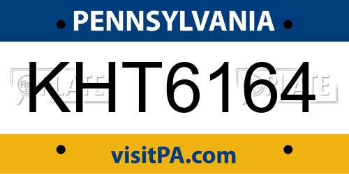 KHT6164 Pennsylvania License Plate