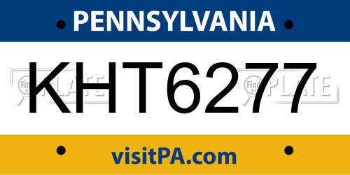 KHT6277 Pennsylvania License Plate
