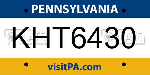 KHT6430 Pennsylvania License Plate