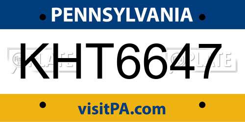 KHT6647 Pennsylvania License Plate