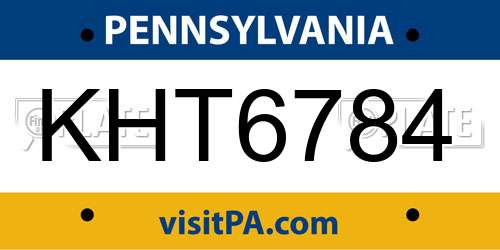 KHT6784 Pennsylvania License Plate