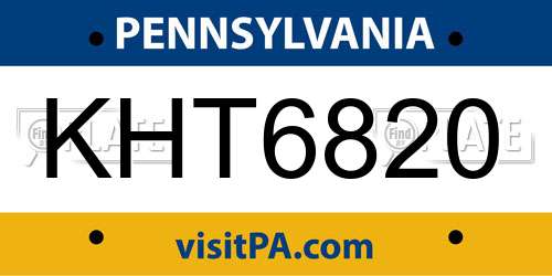 KHT6820 Pennsylvania License Plate