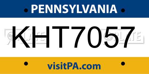 KHT7057 Pennsylvania License Plate
