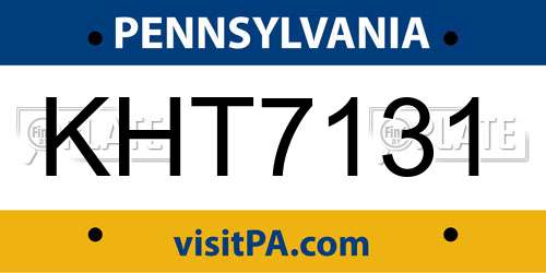 KHT7131 Pennsylvania License Plate