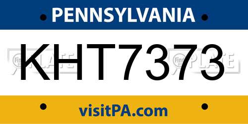 KHT7373 Pennsylvania License Plate