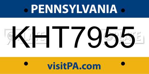 KHT7955 Pennsylvania License Plate
