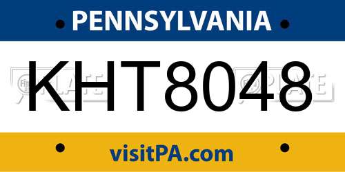 KHT8048 Pennsylvania License Plate