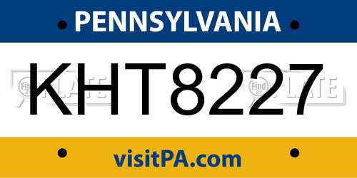 KHT8227 Pennsylvania License Plate