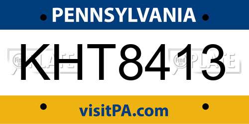 KHT8413 Pennsylvania License Plate